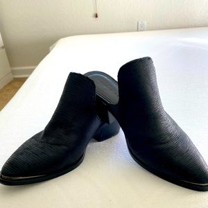 Womens black leather slip on mules